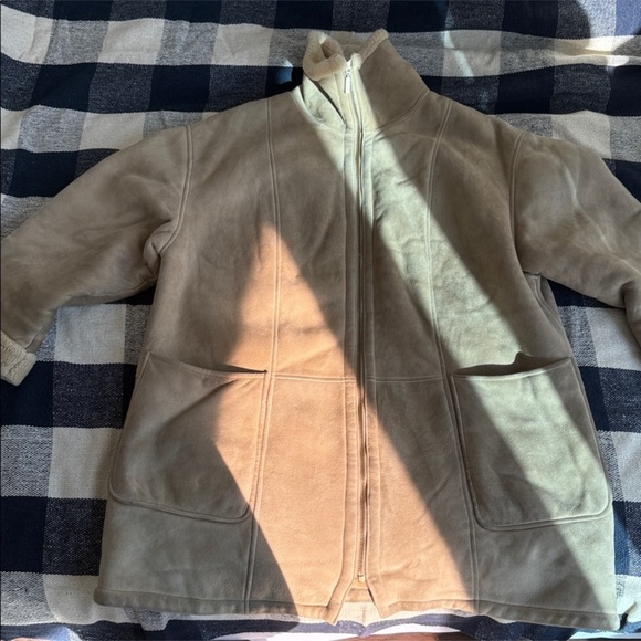 Sherpa real suede leather jacket , vintage size XL , made in Europe - Picture 8 of 9